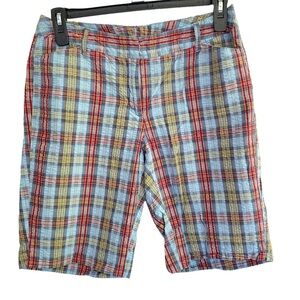 STYLE & Co Madras Cotton Shorts Women's Size 10 Blue Red Plaid Low Waist